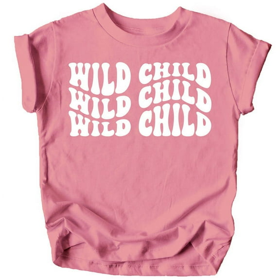 Olive Loves Apple Wild Child Wavy Retro Shirts for Baby and Toddler Boys and Girls White on Mauve Shirt 4T