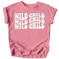 thumbnail image 1 of Olive Loves Apple Wild Child Wavy Retro Shirts for Baby and Toddler Boys and Girls White on Mauve Shirt Small, 1 of 2