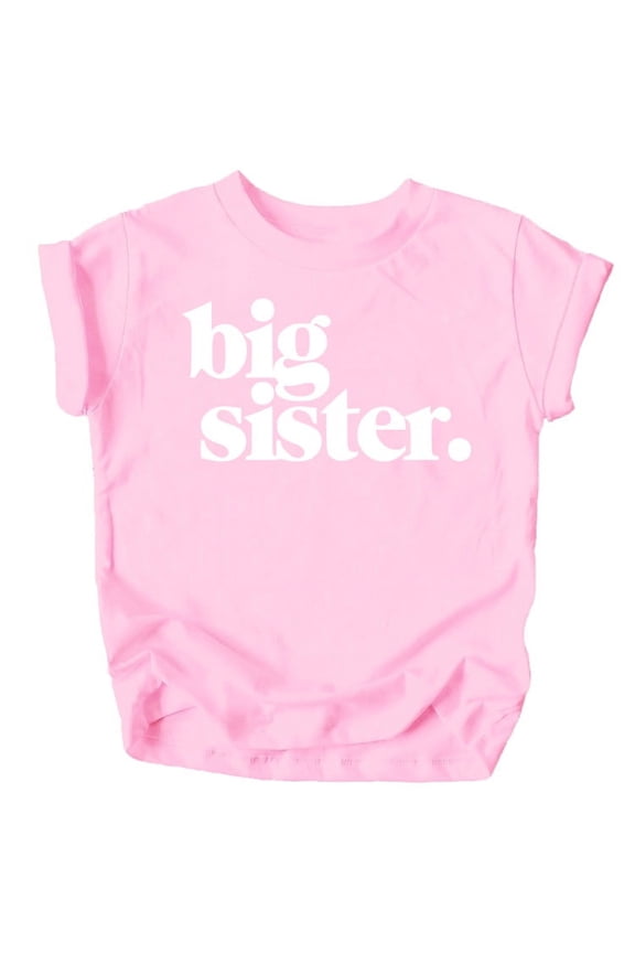 Youth Big Sister Pregnancy Announcment T-Shirt for Youth Girls Sibling Outfits White on Pink Shirt Youth Large