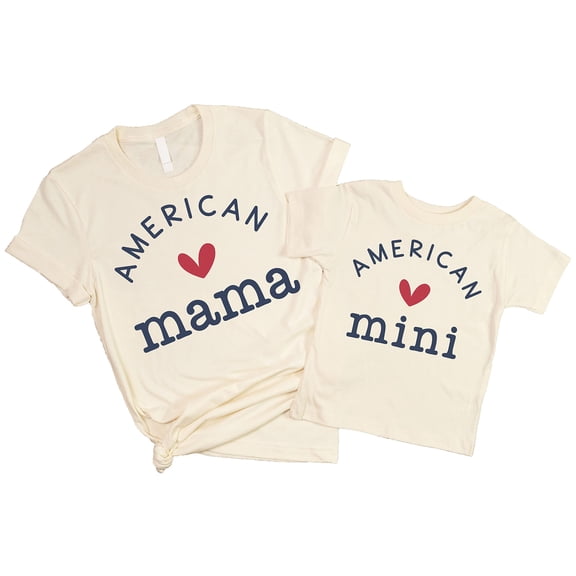 Olive Loves Mommy & Me American Mama & American Mini 4th of July Shirts Natural Shirt Adult Medium
