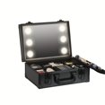 Olive Makeup Travel Lighted Case With Large LED Light Mirror Cosmetic