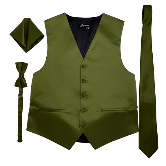 Olive Men's Satin Vest Spencer J's - 5XL
