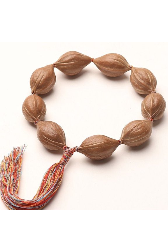 Olive Nut Bead Bracelet Polished Raw Core Iron Tip Beads Handcrafted Wenwan Style Handheld Accessory for Men Collectible
