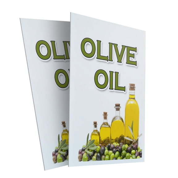 Olive Oil (2-PACK) 24" x 36" Plastic Signs | Sign Insert 4mm Corrugated Plastic Signs Storefront Window Poster