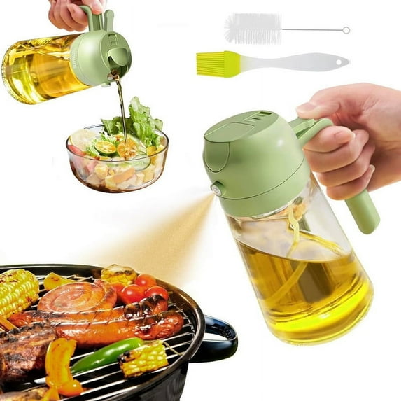 Oil Dispenser Bottle for Kitchen, 2 in 1 Olive Oil Sprayer and Oil Dispenser, Oil Spray Bottle 500ML/ 17OZ for Cooking, Kitchen, BBQ, Air Fryer, Salad, Baking(1Count White)