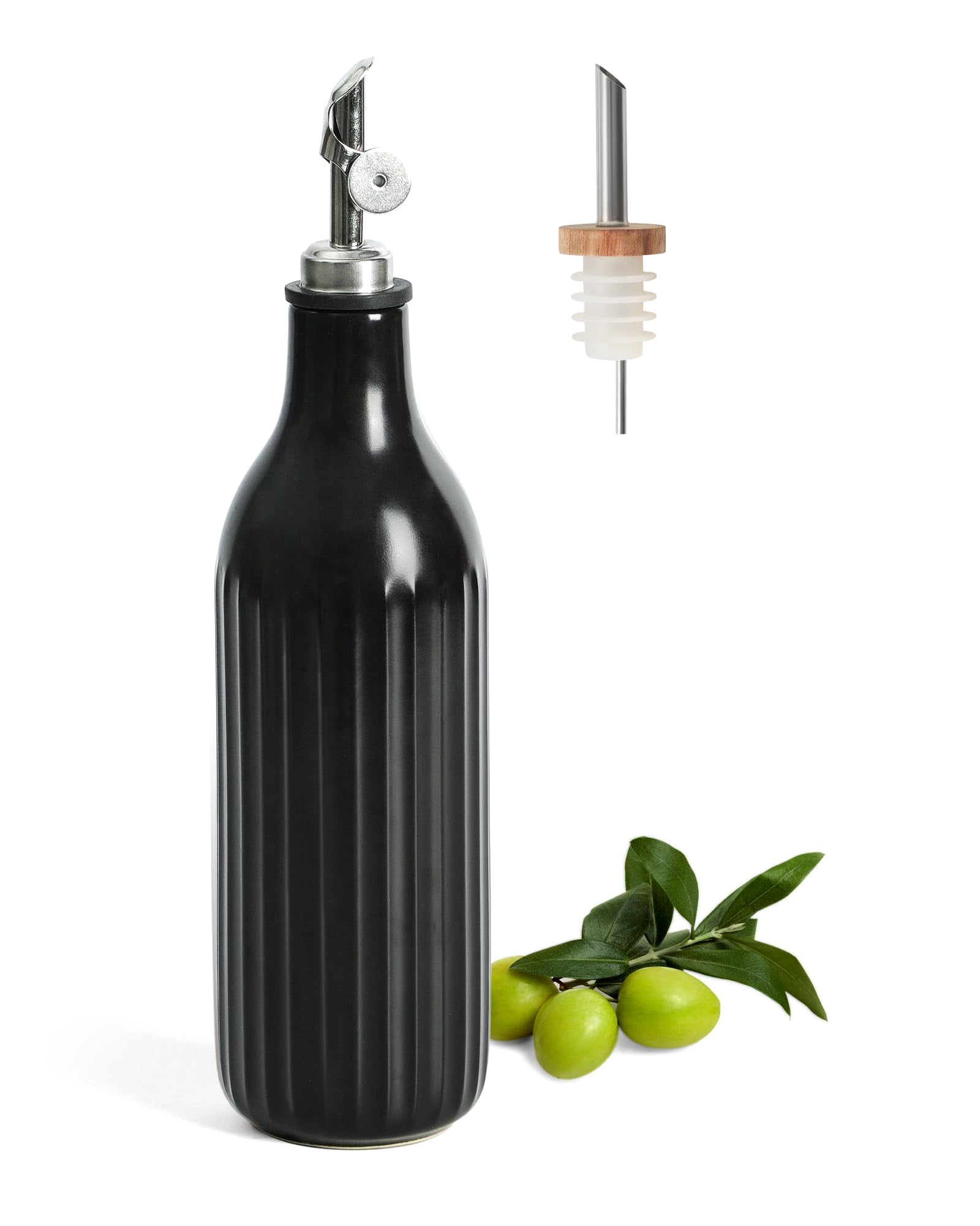 Black 19 Oz Oil & Vinegar Dispensing Bottle For Kitchen And Liquids