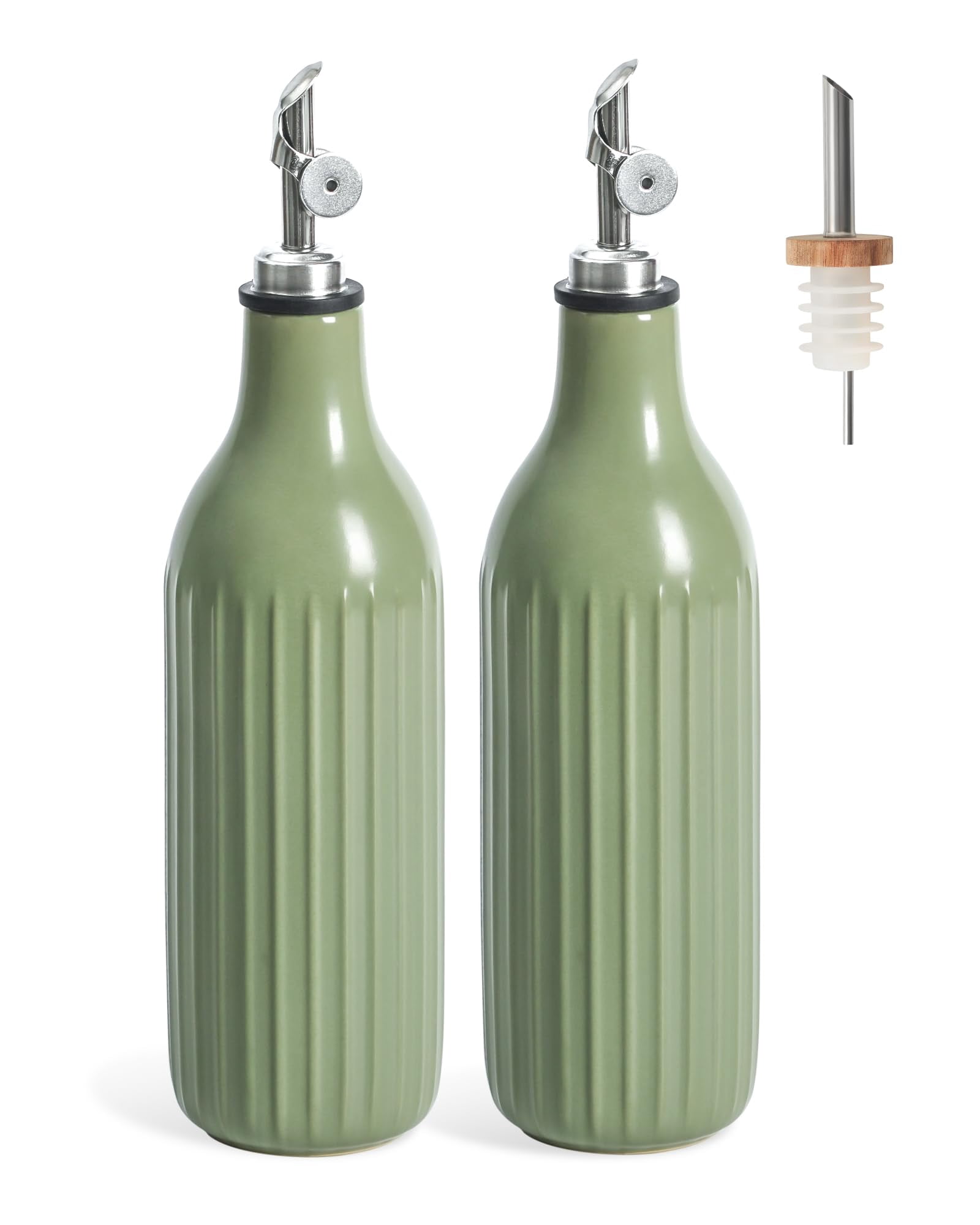 Olive Oil Dispenser Bottle  19 Oz For Kitchen And Vinegar Suitable Coffee Syrups & Other Liquids Green Set Of 2