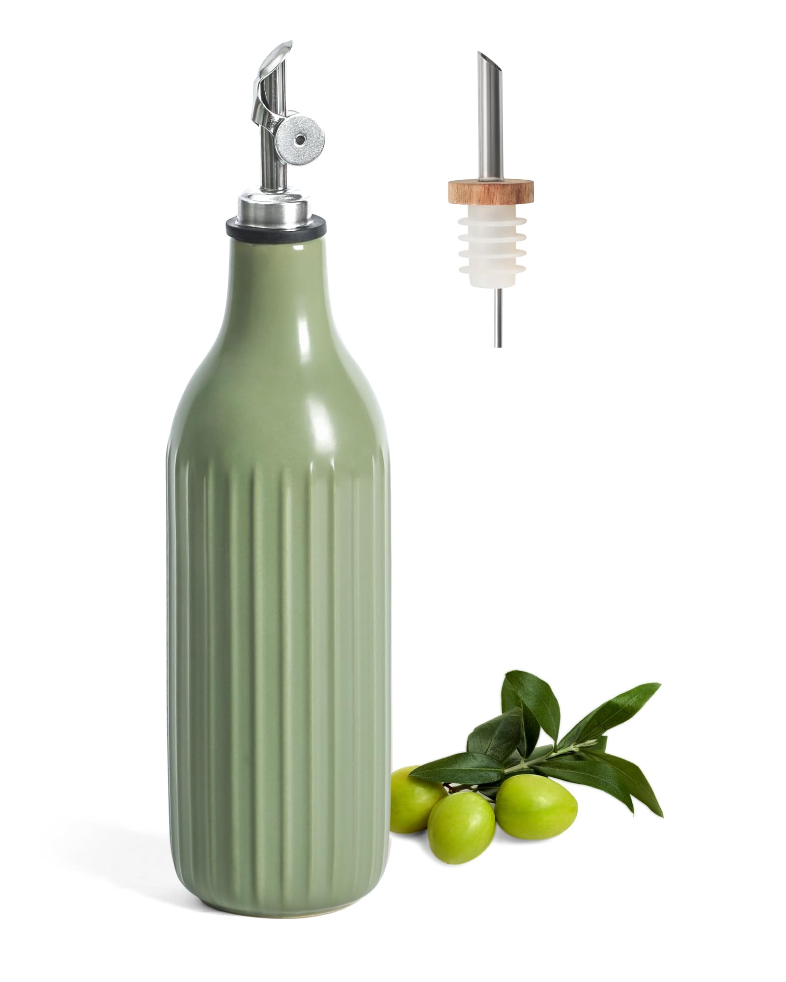Olive Oil Dispenser Bottle  19 Oz For Kitchen And Vinegar Suitable Coffee Syrups & Other Liquids Green
