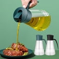 thumbnail image 1 of Olive Oil Dispenser Bottle 630ML, Leakproof Clear Glass Container with Non-Slip Handle, Automatic Flip Lid & Stopper, Green, for Kitchen Cooking Oils and Vinegar, 1 of 7
