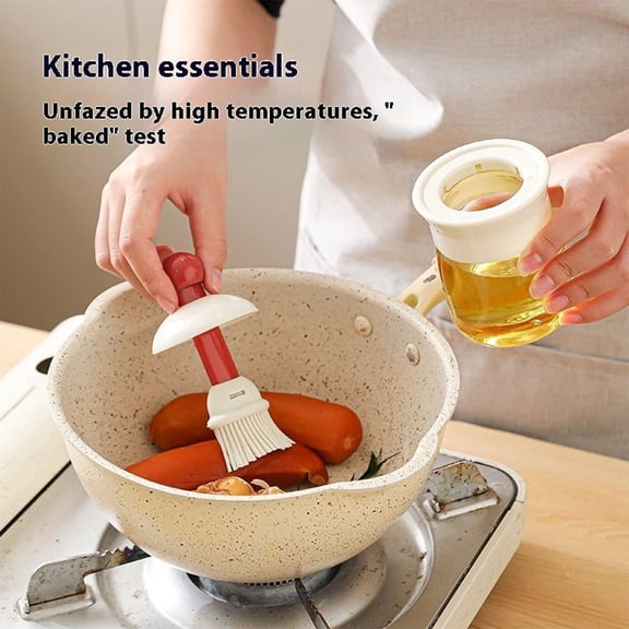 Olive Oil Dispenser Bottle, Glass Oil Container with Heat Resistant Silicone Brush, Leakproof Wide Mouth Basting Dropper Bottle for Kitchen Cooking BBQ Grilling Baking