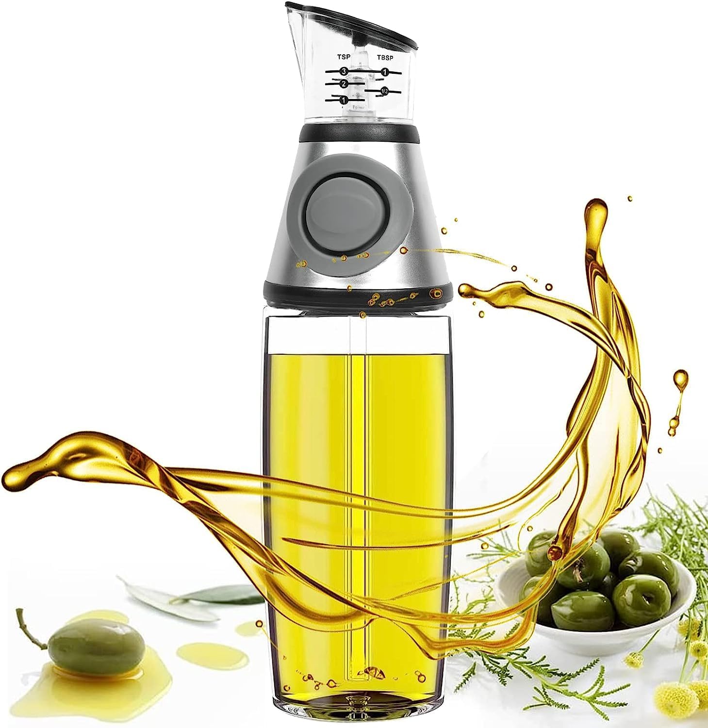 Olive Oil Dispenser Bottle for Kitchen with Measurement Scale Cooking