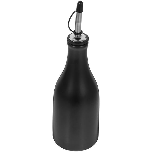 STRANDCHIC Black Ceramic Olive Oil Dispenser Bottle Metal Vinegar Container for Home Kitchen