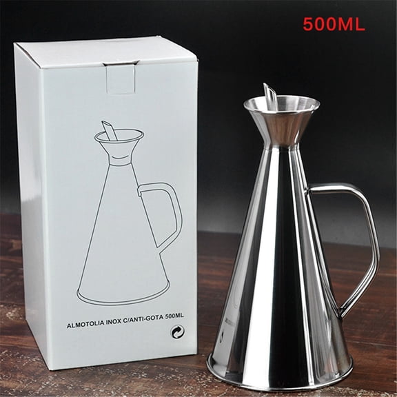 Olive Oil Dispenser Bottle Stainless Steel Non Drip Leak Proof No Mess Vinegar Pourer & Kitchen Drizzler 17 oz 500ML 0.5 Litre Great for Pouring & Drizzling Easy to Clean & Leakproof