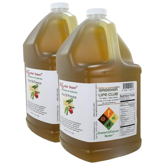 Olive Oil - Pomace Grade - Food Grade - 2 Gallons 256 oz - 2 x 1 Gallon Containers - safety sealed HDPE container with resealable cap