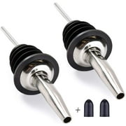 Olive Oil Spout Pourer, 2PCS Stainless Steel Liquor Bottle Pourers Spouts with Rubber Dust Caps