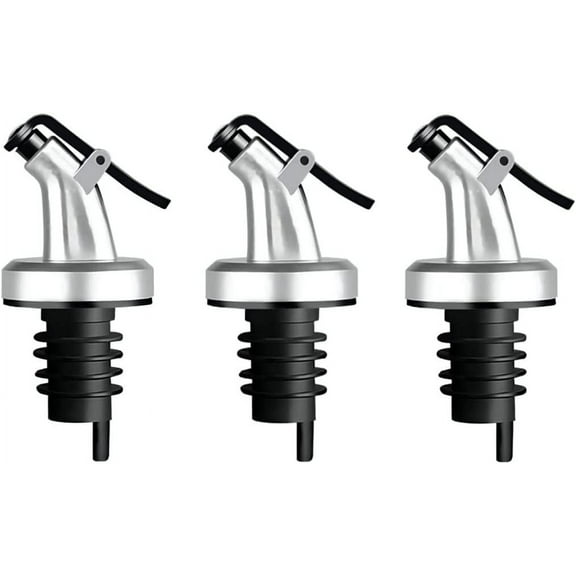 Olive Oil Spouts, Oil Vinegar Bottle Stopper Spout Leakproof Nozzle Dispenser Wine Pourer forOil, Vinegar, Olive Oil, Salad, Wine, Etc (Silver-3pcs)