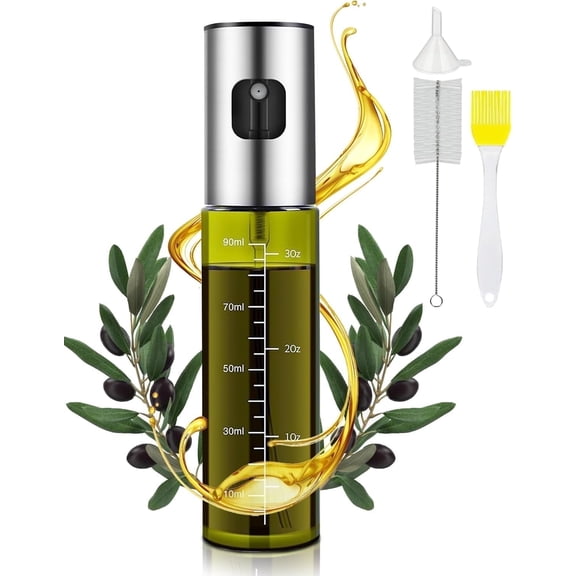 Dompilc 100ml Glass Olive Oil Sprayer for Kitchen: Ideal for Air Fryer, Salad, BBQ & Baking (Dark Green)