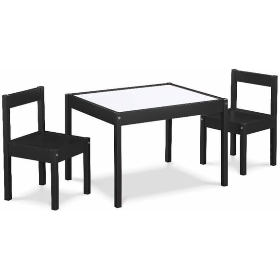 Olive & Opie 3-Piece Dry Erase Kids Table & Chair Set, Black