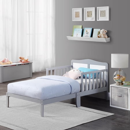 Olive & Opie Birdie Toddler Bed, Light Gray/White Finish