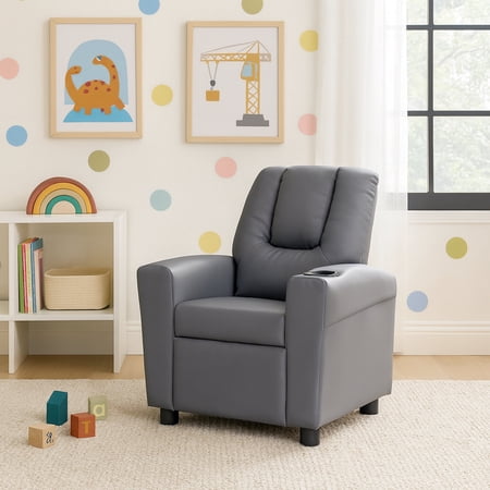 Olive & Opie Chase Kids/Toddler Recliner Chair - Push Back Lounge Sofa for Boys & Girls Age 3+, Vegan Leather Mink
