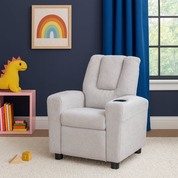 Olive & Opie Chase Kids/Toddler Recliner Chair - Push Back Lounge Sofa for Boys & Girls Age 3+, Wooly Gray