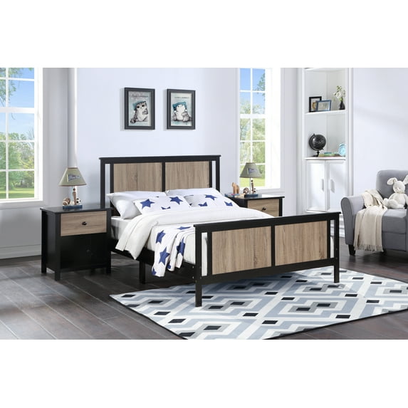 Olive & Opie Connelly Full Bed Black/Vintage Walnut