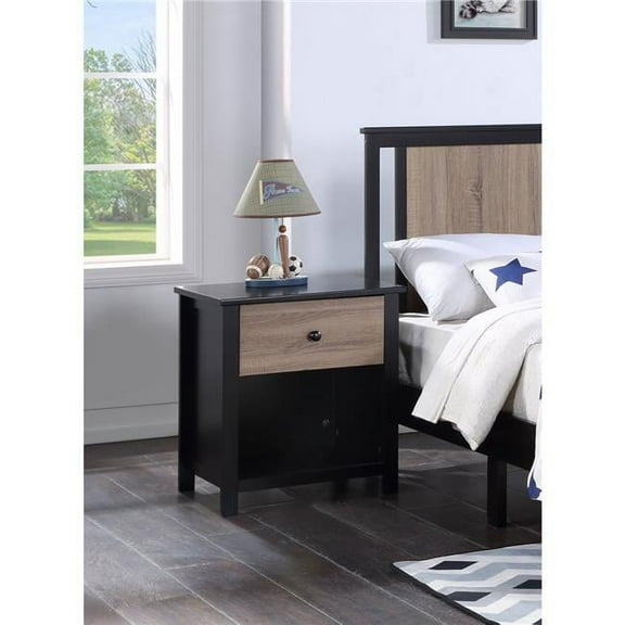 Olive & Opie Connelly Nightstand Black/Vintage Walnut