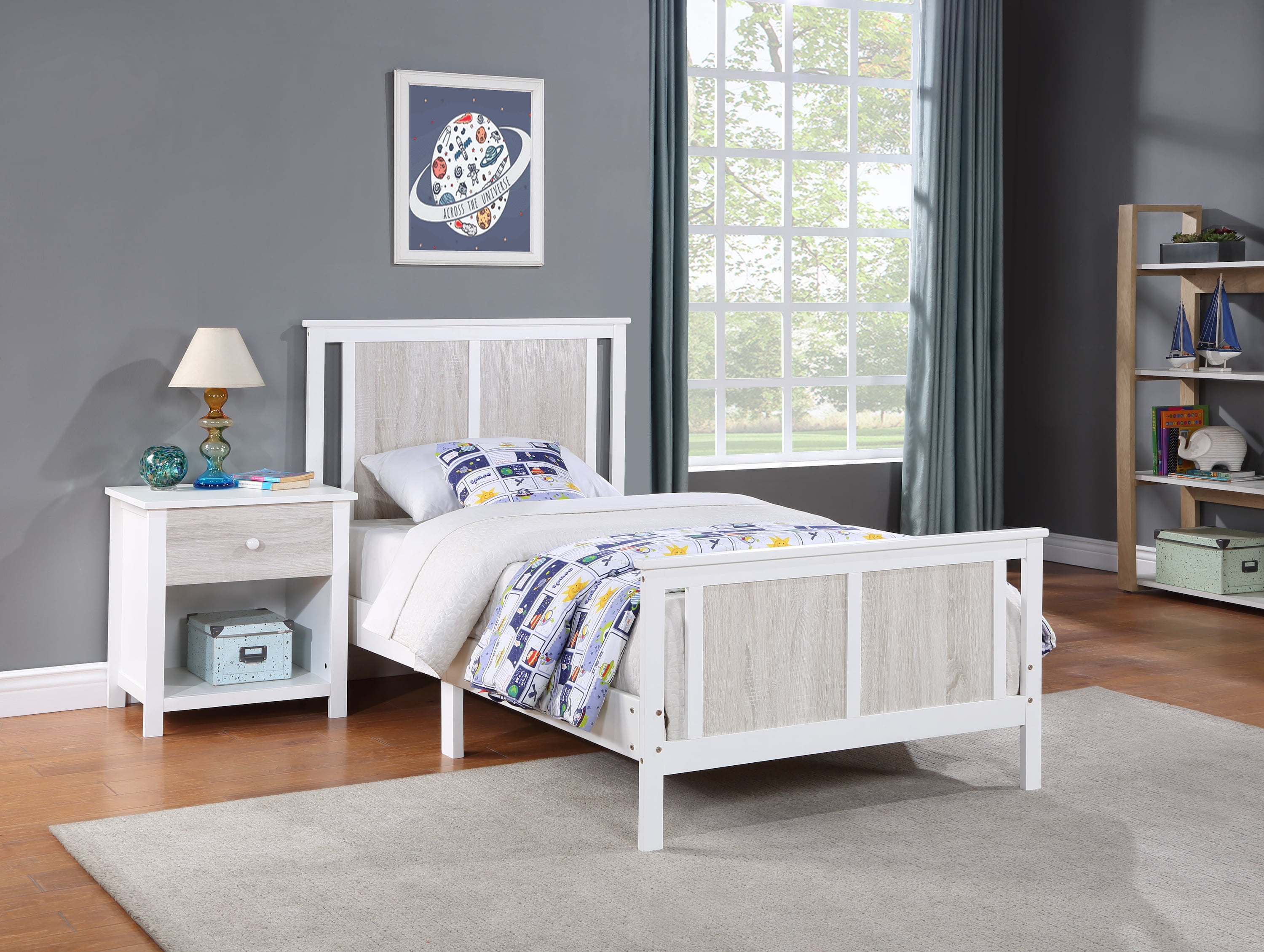 Olive & Opie Connelly Twin Bed White/Rockport Gray