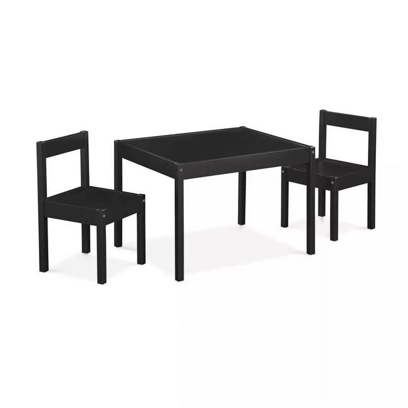 Olive Opie Della 3 Piece Traditional Wood Kids Table Chair Set in Black