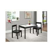 Olive & Opie Gibson 3-Piece Wood Dry Erase Kids Table & Chair Set in Black