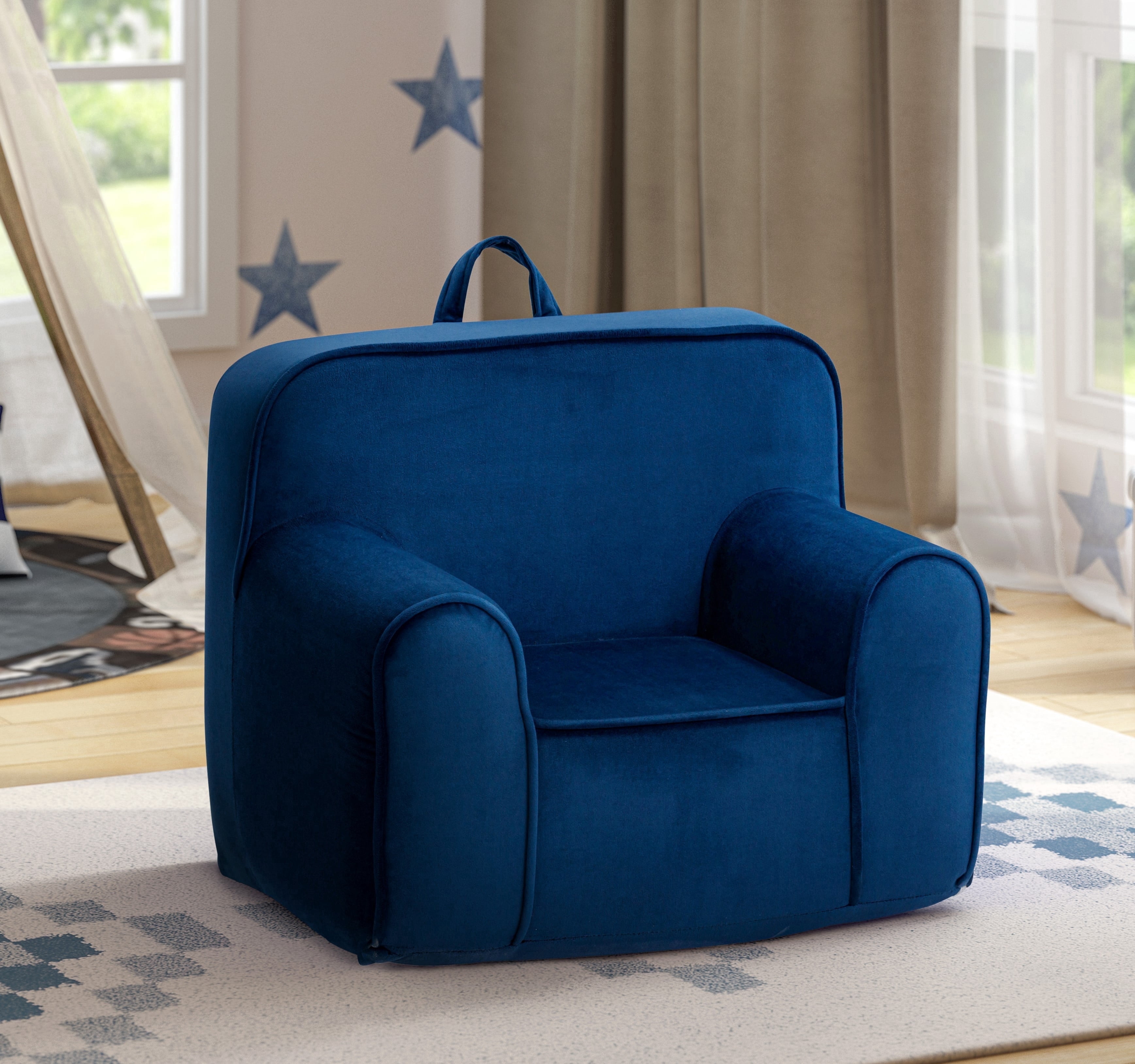 Olive & Opie Kuddlez Kids/Toddlers Foam Chair with Washable Cover, Blue