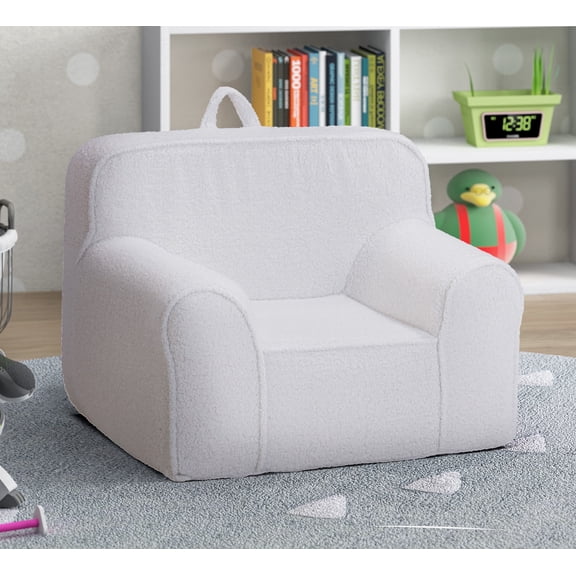Olive & Opie Kuddlez Kids/Toddlers Foam Chair with Washable Cover Grande Size, Soft White