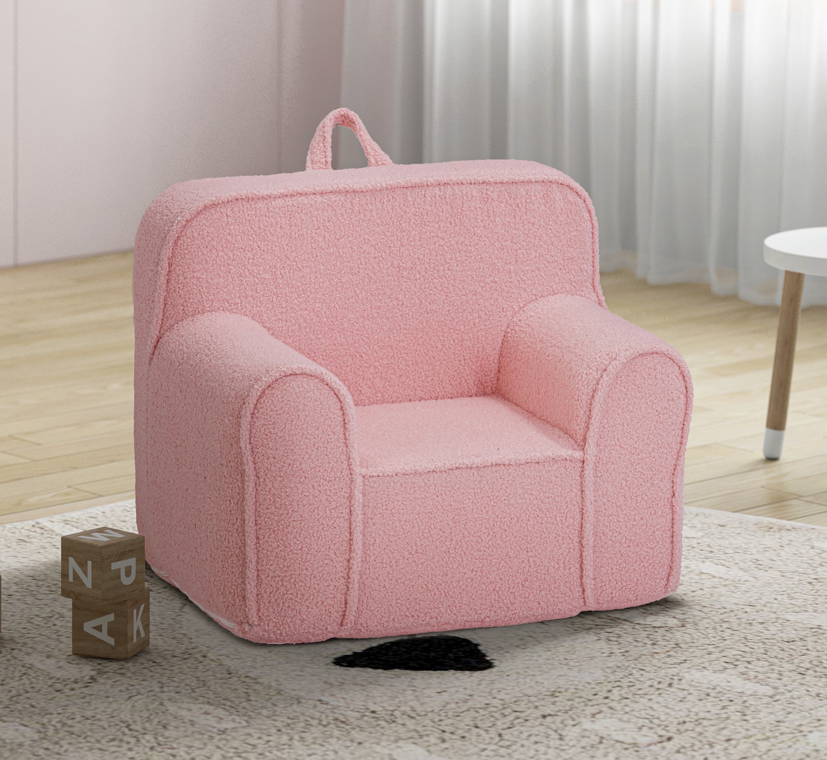Olive & Opie Kuddlez Kids/Toddlers Foam Chair with Washable Cover, Soft Pink