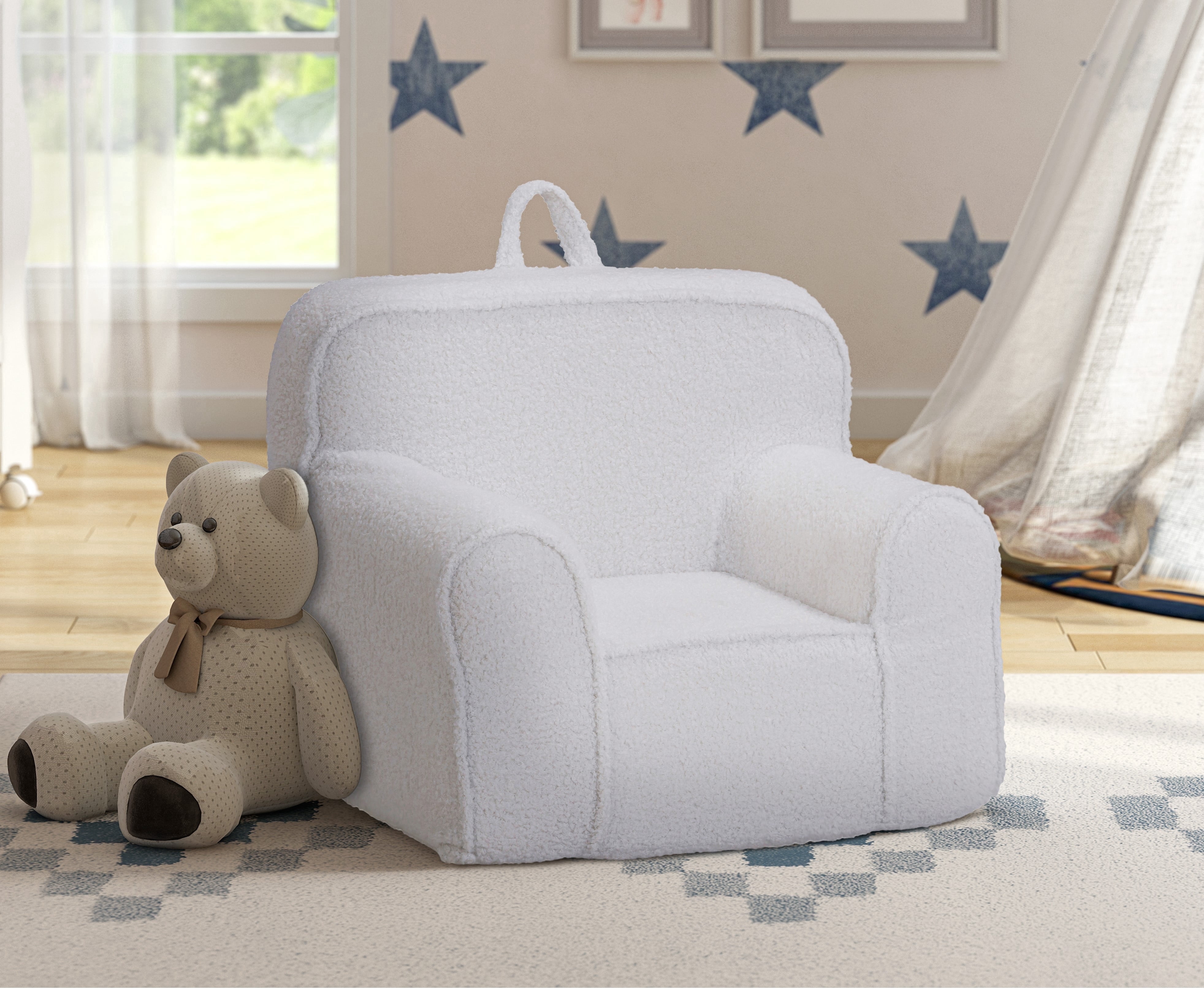 Olive & Opie Kuddlez Kids/Toddlers Foam Chair with Washable Cover, Soft White