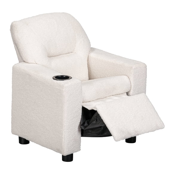 Olive & Opie Oakley Kids Recliner in Wooly White