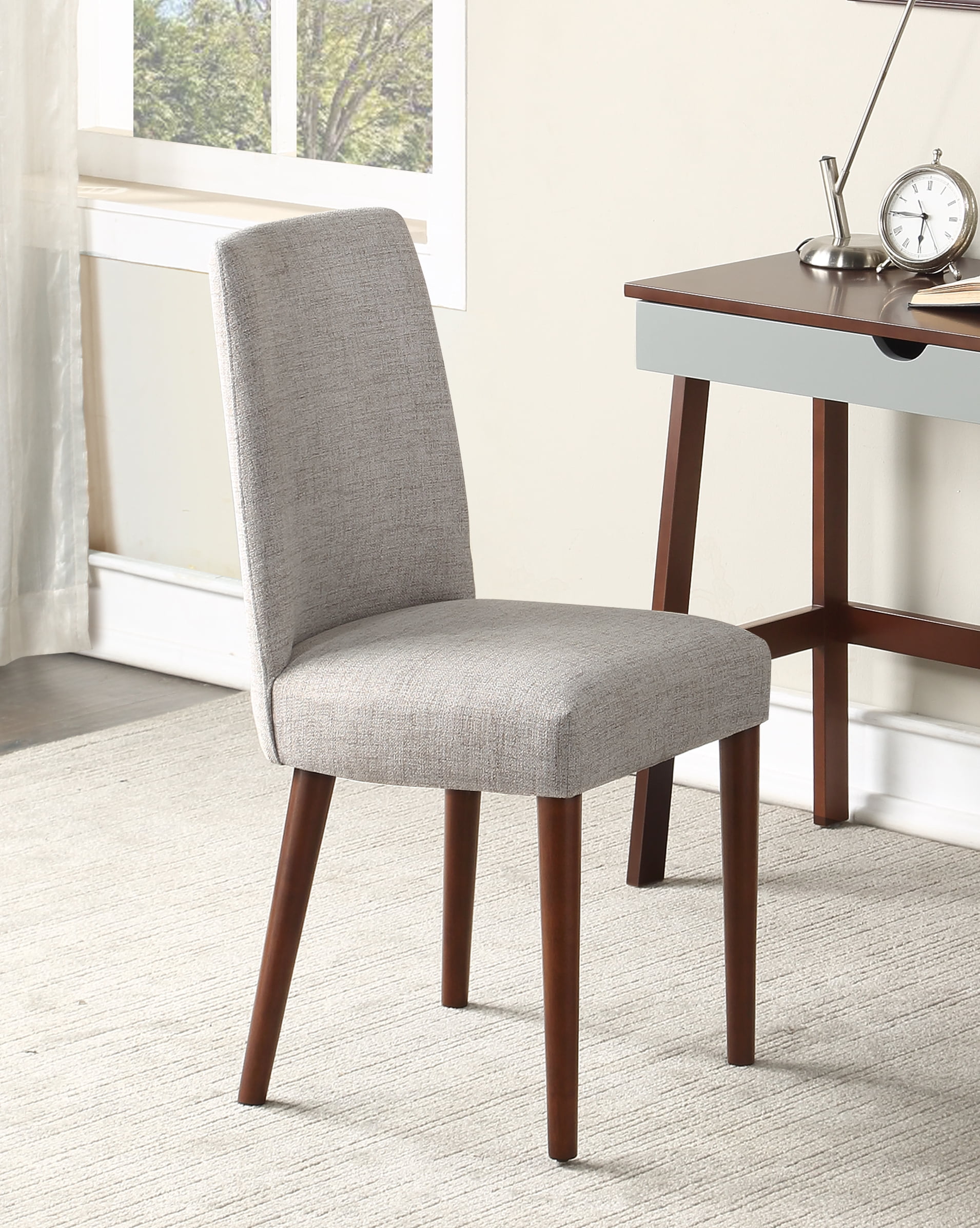 Olive & Opie Taylor Chair Gray Fabric & Espresso Finish