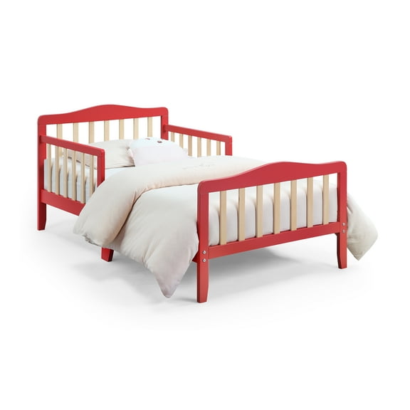 Olive & Opie Twain Toddler Bed, Coral/Natural Finish