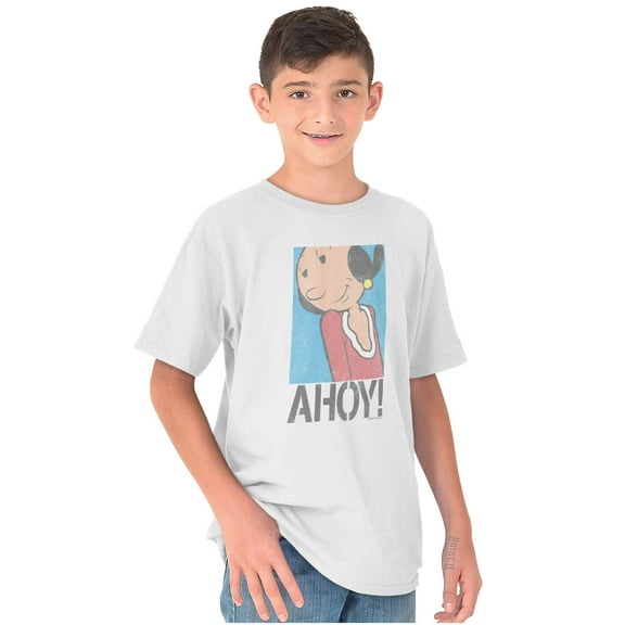 Olive Oyl Cute Popeye Character Ahoy Crewneck T Shirts Boy Girl Teen Brisco Brands L