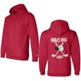 thumbnail image 1 of Olive Oyl Golf Unisex Powerblend Fleece Pullover Hoodie Red/Back Logo Print, Medium, 1 of 5