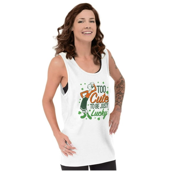 Olive Oyl St Paddys Day Lucky Cutie Tank Top Tee Shirt Women Brisco Brands S