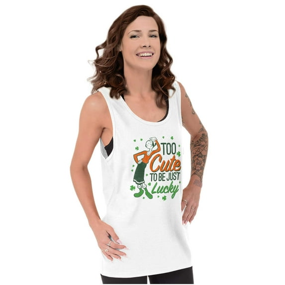 Olive Oyl St Paddys Day Lucky Cutie Tank Top Tee Shirt Women Brisco Brands S