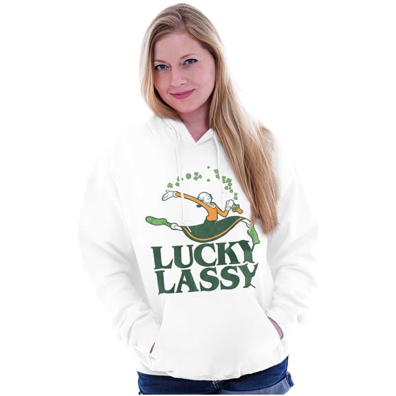Olive Oyl St Paddys Lucky Lassy Women Plus Size Hoodie Brisco Brands 3X