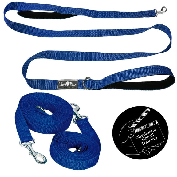 Olive Paws Long Dog Leash for Dog Training and Video. Dog Leashes 6ft, 15ft, 21ft, 30ft Leash Professional Trainer Stream, Download/QR Code