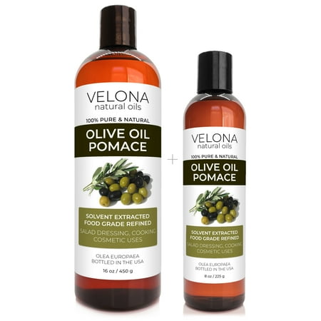 Olive Pomace Oil by Velona - 24 oz | 100% Pure and Natural Carrier Oil | Refined, Cold pressed | Cooking, Skin, Hair, Body & Face Moisturizing | Use Today - Enjoy Results
