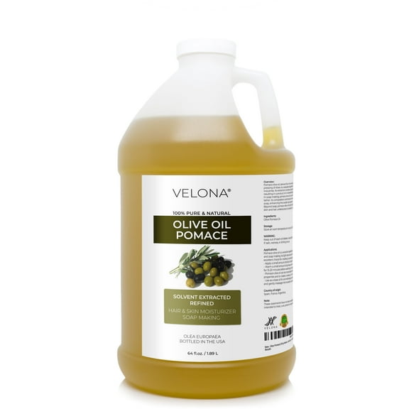 Olive Pomace Oil by Velona - 64 Fl Oz | 100% Pure and Natural Carrier Oil | Refined | Skin, Hair, Body & Face Moisturizing | Use Today - Enjoy Results.