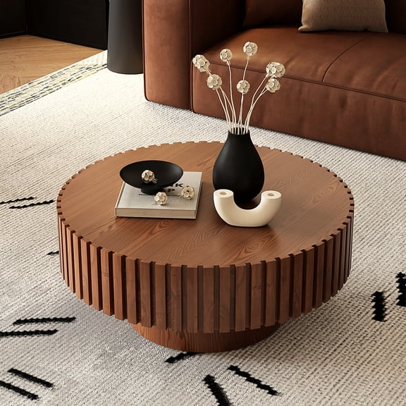 Olive - Shaped Tea Table | Ideal for Primary Living Space | Handmade Design with Solid Wood Relief | Quick Assembly