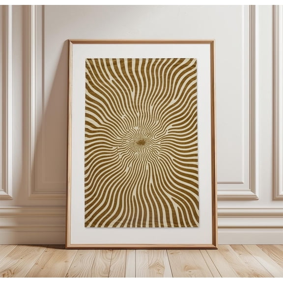 Olive Spiral Abstract Line Modern Optical Wall Art Decor Unframed Paper Print