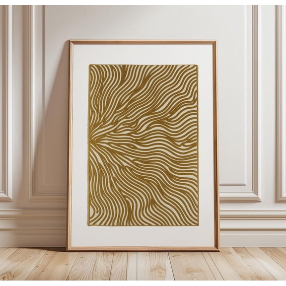 Olive Spiral Poster Abstract Line Wall Art Modern Optical Print