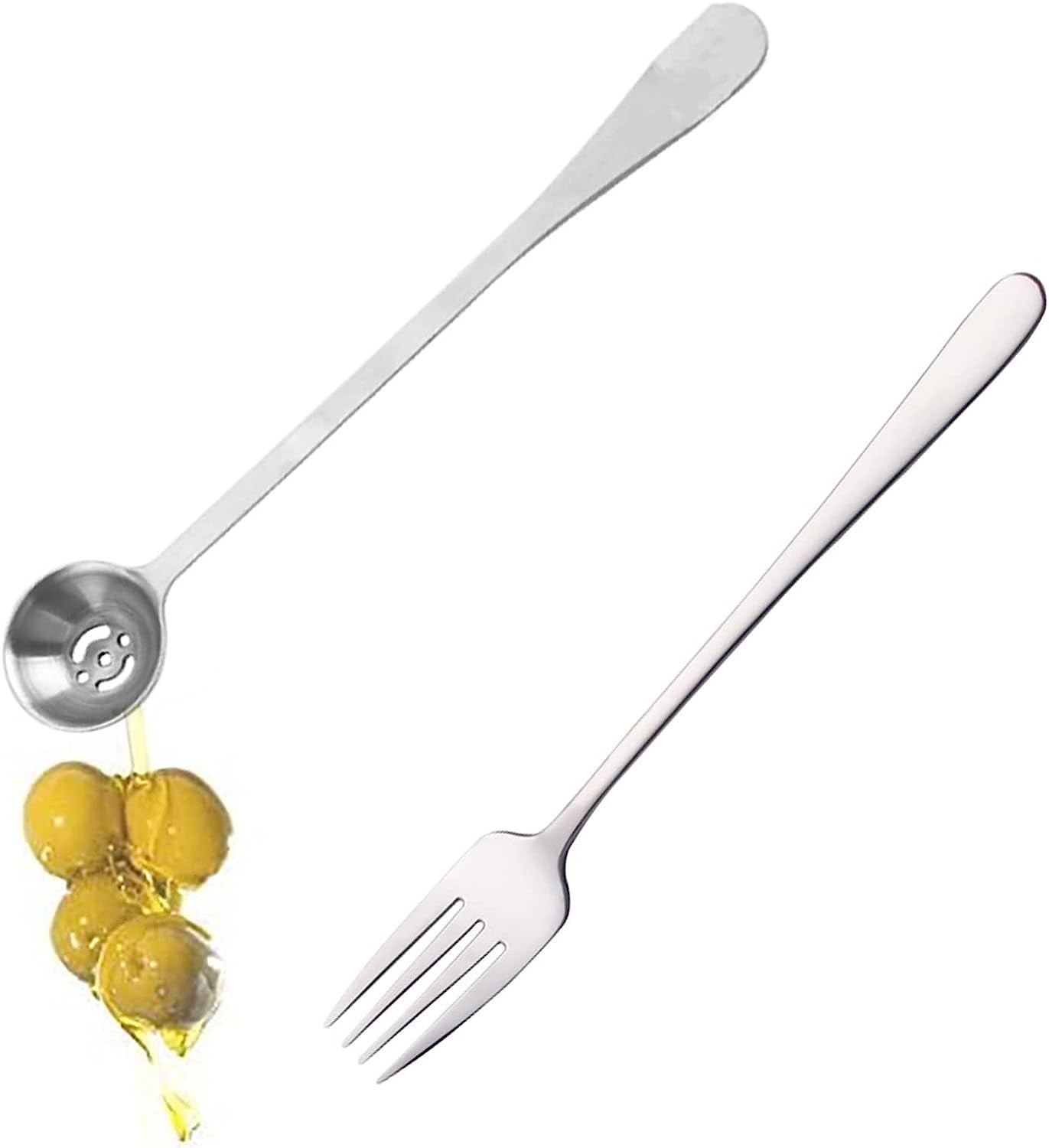 Olive Spoons Strainer and Pickle Forks, Stainless Steel Serving Spoons