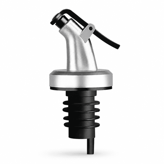 Leakproof Olive Oil Vinegar Bottle Spout Pourer 5 Pack for Wine Salad, Silver Black